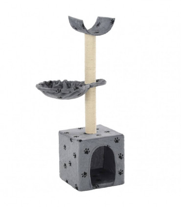 vidaXL Cat Tree with Sisal Scratching Posts 105 cm Paw Prints Grey