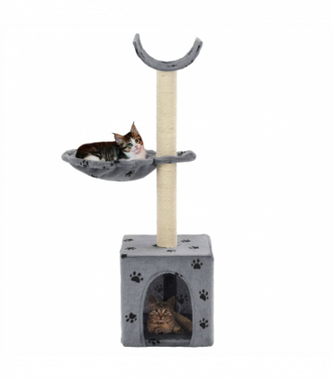 vidaXL Cat Tree with Sisal Scratching Posts 105 cm Paw Prints Grey