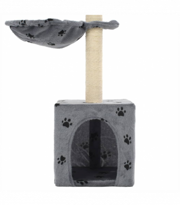 vidaXL Cat Tree with Sisal Scratching Posts 105 cm Paw Prints Grey