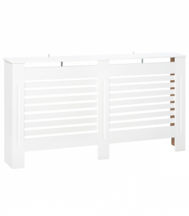 HOMCOM Modern Radiator Cover Cabinet Slatted Design MDF White Medium