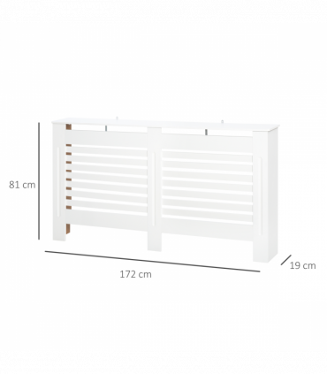 HOMCOM Modern Radiator Cover Cabinet Slatted Design MDF White Medium