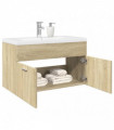 vidaXL Bathroom Sink Cabinet with Built-in Basin Sonoma Oak
