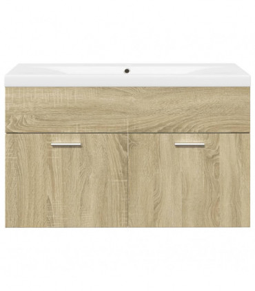 vidaXL Bathroom Sink Cabinet with Built-in Basin Sonoma Oak