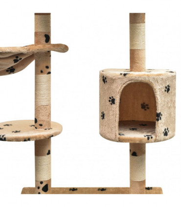 Cat Tree with Sisal Scratching Posts 125 cm Paw Prints Beige