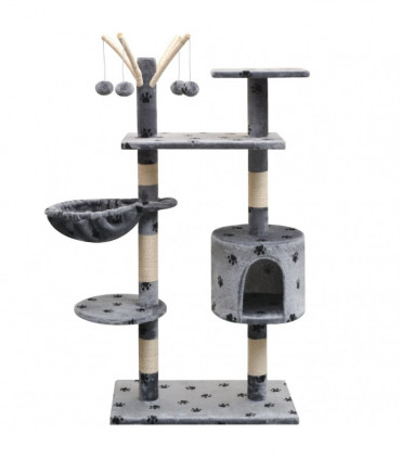 Cat Tree with Sisal Scratching Posts 125 cm Paw Prints Grey