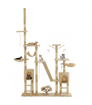 Cat Tree with Sisal Scratching Posts 230-250 cm Beige