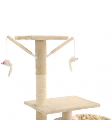 Cat Tree with Sisal Scratching Posts 230-250 cm Beige