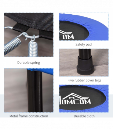 HOMCOM Φ81cm Fitness Trampoline Exercise, Max Load 100 KG, Blue Black