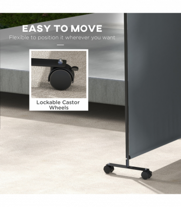 Outsunny Garden Screen with Wheels, 6ft Rolling Privacy Room Divider, Dark Grey