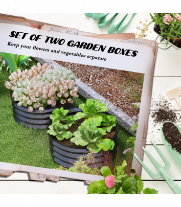 Outsunny Set of 2 Raised Garden Bed Metal Planter Box with Safety Edging, Grey