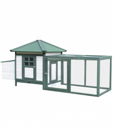 PawHut Chicken Coop Hen Poultry House w/ Nesting Box Outdoor Run Patio Wooden