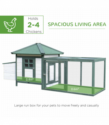 PawHut Chicken Coop Hen Poultry House w/ Nesting Box Outdoor Run Patio Wooden