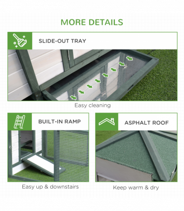 PawHut Chicken Coop Hen Poultry House w/ Nesting Box Outdoor Run Patio Wooden