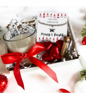 Small Merry & Bright Christmas Gift Hamper - Silver Star Bracelet, Chocolates & Candle