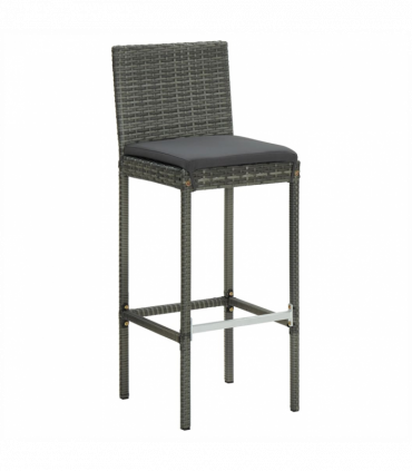 vidaXL 3 Piece Garden Bar Set with Cushions Poly Rattan Grey