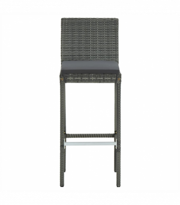 vidaXL 3 Piece Garden Bar Set with Cushions Poly Rattan Grey