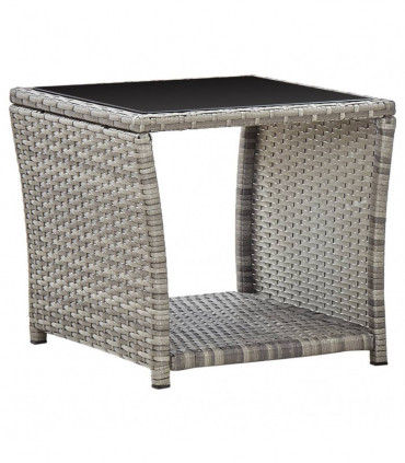 vidaXL 3 Piece Garden Dining Set with Cushions Grey Poly Rattan