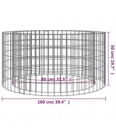 vidaXL Gabion Fire Pit Ø 100 cm Galvanised Iron