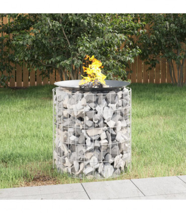vidaXL Gabion Fire Pit Ø 50 cm Galvanised Iron