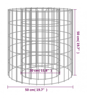 vidaXL Gabion Fire Pit Ø 50 cm Galvanised Iron