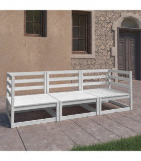 vidaXL Garden 3-Seater Sofa White Solid Pinewood