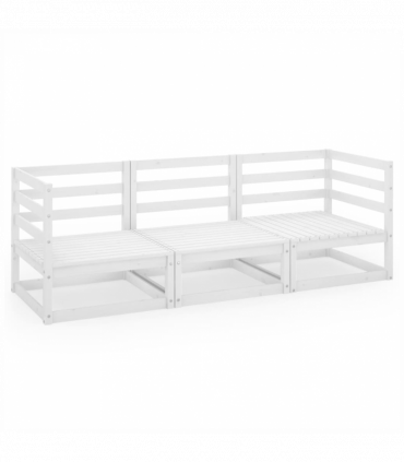 vidaXL Garden 3-Seater Sofa White Solid Pinewood
