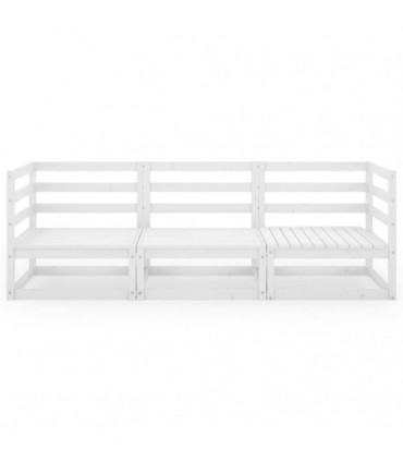 vidaXL Garden 3-Seater Sofa White Solid Pinewood