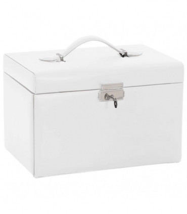 vidaXL Jewellery Box 3-Layer with Mirror Lockable White 26x18x17.5 cm