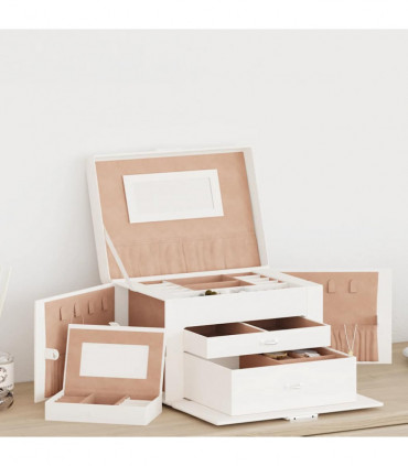 vidaXL Jewellery Box 3-Layer with Mirror Lockable White 26x18x17.5 cm
