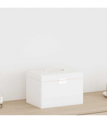 vidaXL Jewellery Box 3-Layer with Mirror Lockable White 26x18x17.5 cm