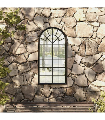 vidaXL Garden Mirror Black 90x45 cm Iron for Outdoor Use