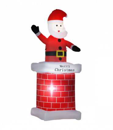 HOMCOM 7ft Christmas Inflatable Santa Claus from Chimney with LED Lights