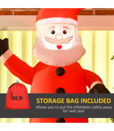 HOMCOM 7ft Christmas Inflatable Santa Claus from Chimney with LED Lights