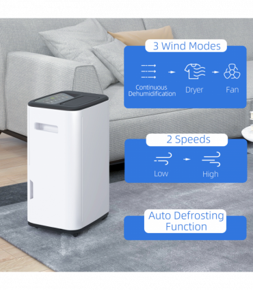 HOMCOM 20L/Day 6L Dehumidifier, Portable Quiet Air Dehumidifier for Laundry