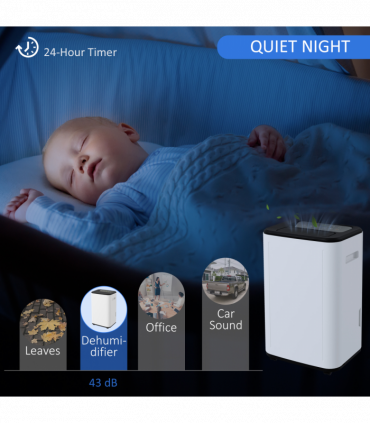 HOMCOM 20L/Day 6L Dehumidifier, Portable Quiet Air Dehumidifier for Laundry