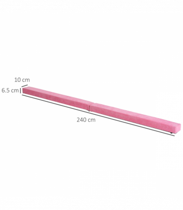 HOMCOM Balance Beam Trainer Fold Performance Gymnastics Suede Pink Home