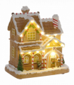 HOMCOM Lighted and Musical Christmas Candy House with Gingerbread Man Brown