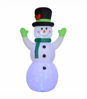 Outsunny 10ft Inflatable Snowman w/ Black Hat, Green Scarf for Garden Yard