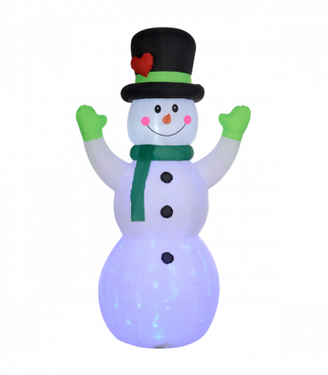 Outsunny 10ft Inflatable Snowman w/ Black Hat, Green Scarf for Garden Yard