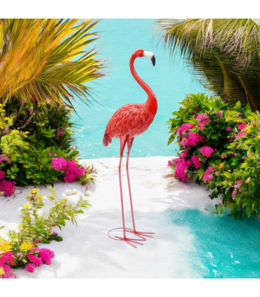 150CM PINK METAL FLAMINGO