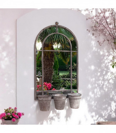 80CM WALL MIRROR WITH TRIPLE PLANTER