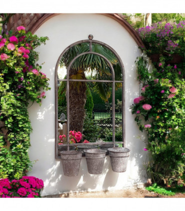 80CM WALL MIRROR WITH TRIPLE PLANTER