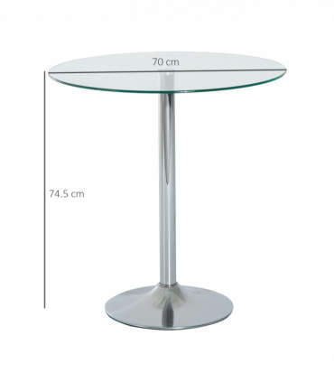 HOMCOM Round Dining Table Bistro Pub Counter w/ Tempered Glass Top for Kitchen