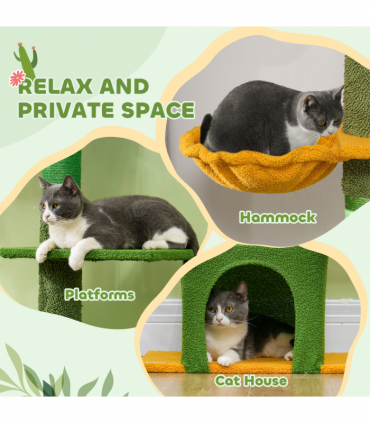 PawHut 230-275cm Floor-to-Ceiling Cat Tree for Indoor Cats with Cat House