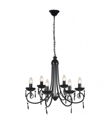 Pendant Ceiling Lamp Elegant Chandelier Black 6 Bulb Sockets