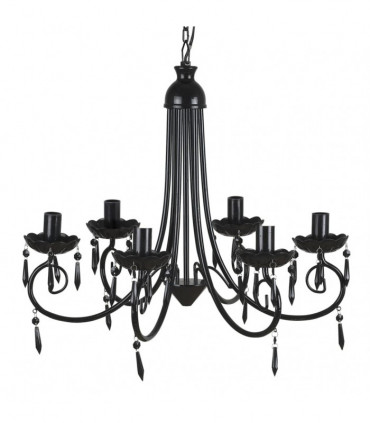 Pendant Ceiling Lamp Elegant Chandelier Black 6 Bulb Sockets