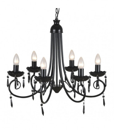 Pendant Ceiling Lamp Elegant Chandelier Black 6 Bulb Sockets