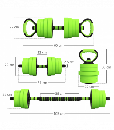 SPORTNOW Weight Dumbbells Set, Barbell, Kettlebell, Push Up Stand, 30kg