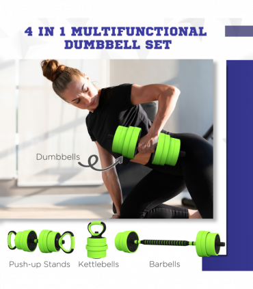 SPORTNOW Weight Dumbbells Set, Barbell, Kettlebell, Push Up Stand, 30kg