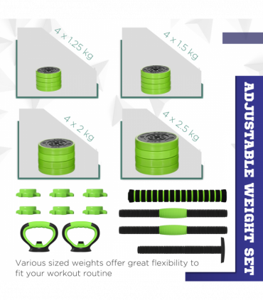 SPORTNOW Weight Dumbbells Set, Barbell, Kettlebell, Push Up Stand, 30kg